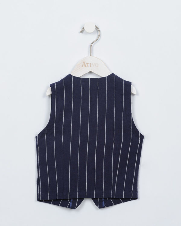 Picture of BK023-BOYS SMART WAISTCOAT IN STRIPED NAVY AND WHITE